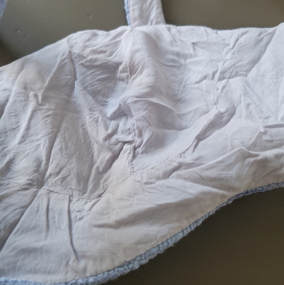 Gaala Paris Tweed Blue Bustier Cropped Bra Tank Top Button Back Dainty Chic 40 S - Picture 8 of 13